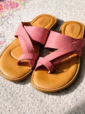 Born Women's Rose-Pink Crossover Toe-Ring Slide Sandals